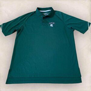 Michigan State Spartans Polo Golf Shirt Mens Size L Green Authentic Team Apparel